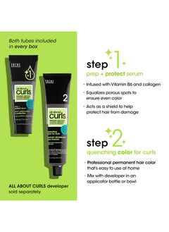ALL ABOUT CURLS 5V Grape Waves Violet Permanent Hair Color (Prep + Protect Serum & Hair Dye For Curly Hair) - 100% Grey Coverage, Nourished & Radiant Curls 