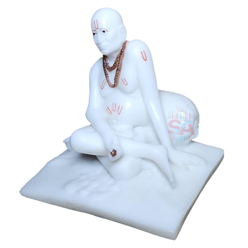 Sai Amrut Swami Samarth Marble Idol/Murti in Sitting Position (5 Inch, White) - Image 3
