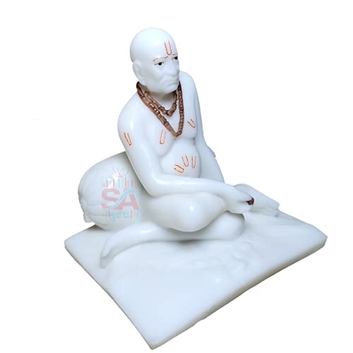 Sai Amrut Swami Samarth Marble Idol/Murti in Sitting Position (5 Inch, White) - Image 4
