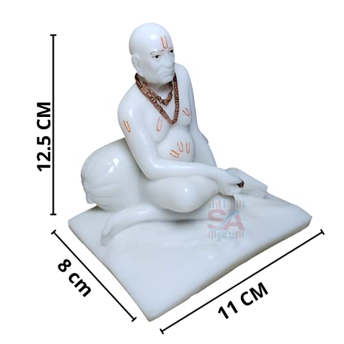 Sai Amrut Swami Samarth Marble Idol/Murti in Sitting Position (5 Inch, White) - Image 2