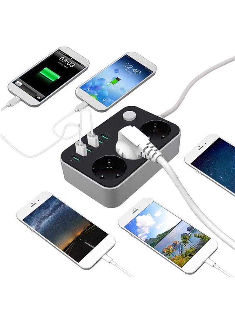 ماركة غير محددة لوحة تمديد LDNIO ذات 3 منافذ و6 منافذ شحن USB وواقي زيادة التيار في قطاع الطاقة وتقنية الشحن السريع 