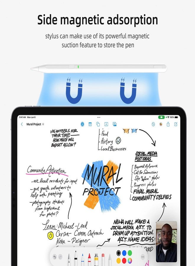 Uogic Stylus Pen for iPad (6th/7th/8th/9/th/10th, Air 3rd/4th/5th/M2, Mini 5th/6th, Pro 11"/12.9"/M4) with Palm Rejection - Image 2