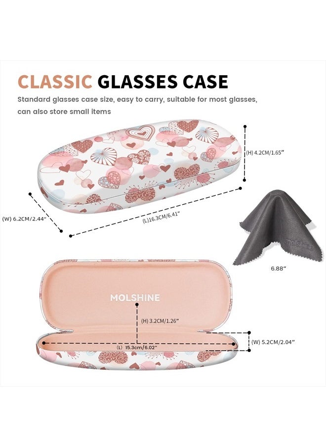 molshine Hard Shell PU Leather Glasses Case,Travel Portable Eyeglass Case for Men Women Girl Travel Study Work (Love)  - Image 2