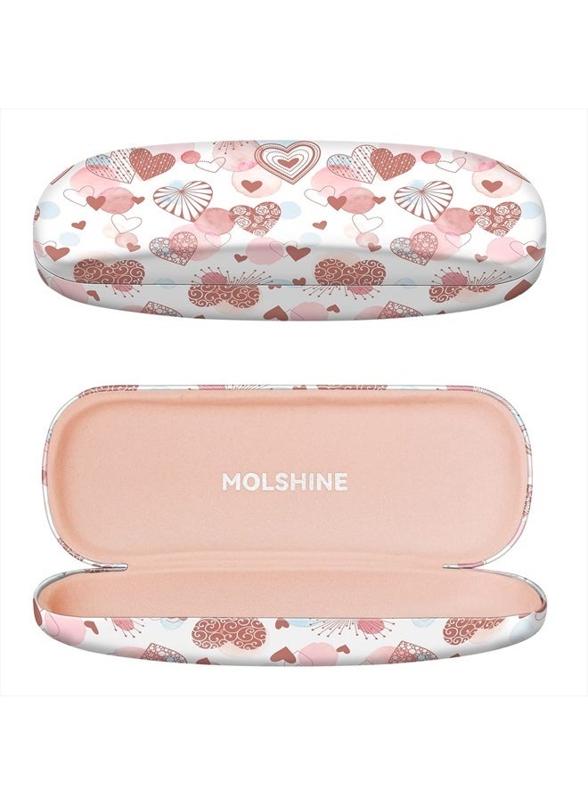 molshine Hard Shell PU Leather Glasses Case,Travel Portable Eyeglass Case for Men Women Girl Travel Study Work (Love)  - Image 1