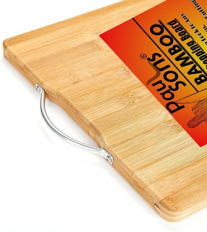 PAUL SONS eco-Friendly Bamboo Cutting Board, Durable Stainless Steel Handle for Convenient Hanging, It's Perfect for Everyday Kitchen (STEELHAND-CHOPPING-30x20) - Image 3