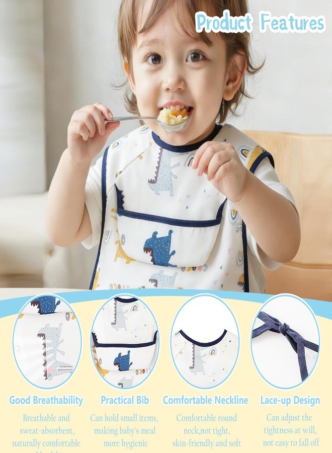 BendJoy® Alligator Pattern Short Sleeve Baby Bib & Random Pattern Small Bibs - Waterproof, Easy Clean Alligator Design | Adjustable Fit | Soft Cotton | for 0-2 Years | Leak-Proof | Unisex - Image 5