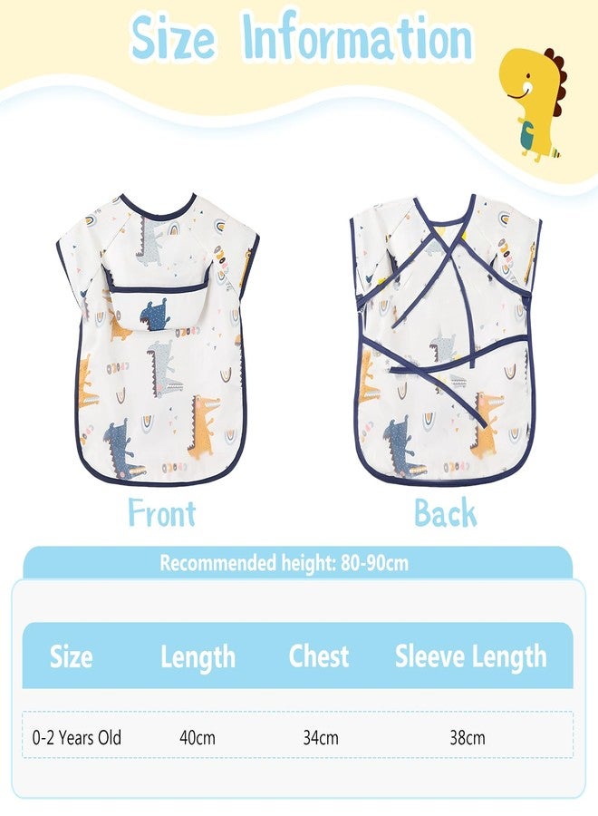 BendJoy® Alligator Pattern Short Sleeve Baby Bib & Random Pattern Small Bibs - Waterproof, Easy Clean Alligator Design | Adjustable Fit | Soft Cotton | for 0-2 Years | Leak-Proof | Unisex - Image 2