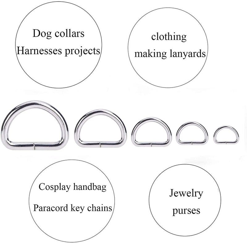 DIY Crafts DIY DIYC14667 Crafts Silver Heavy Duty Metal D Ring Non Welded DRings Pack of 35 Pcs Medium Metalic Silver Colour  - Image 3