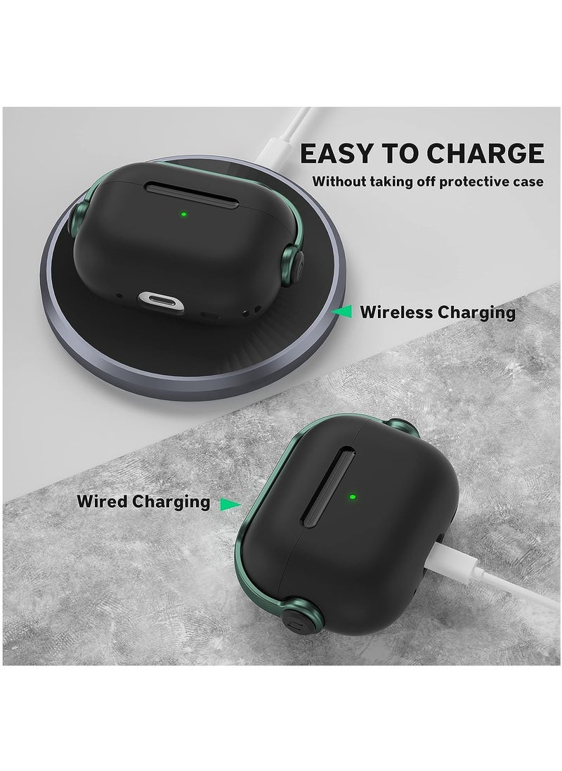 أنمي حافظة جديدة لأجهزة Airpods الجيل الرابع من Airpods مع قفل، أسود وأخض  - Image 3