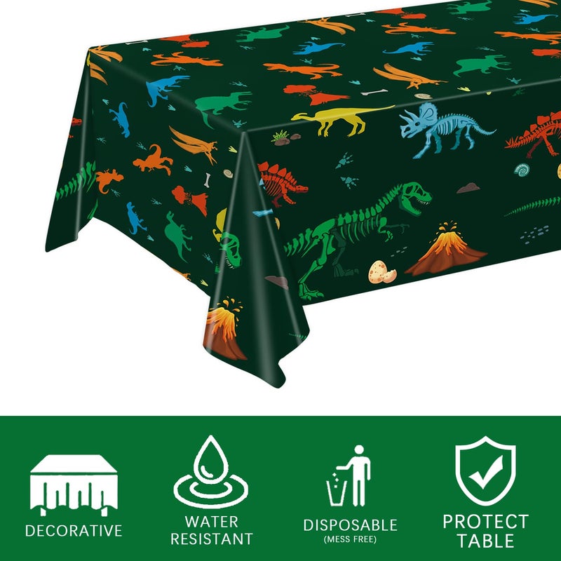 LINHAXM 166 PCS Dinosaur Birthday Decorations, Dinosaur Party Supplies Includes Plates, Cups, Napkins, Cutlery, Banner, Tablecloth, Balloons for Boy Dino Party Decorations, Serves 20 - Image 3