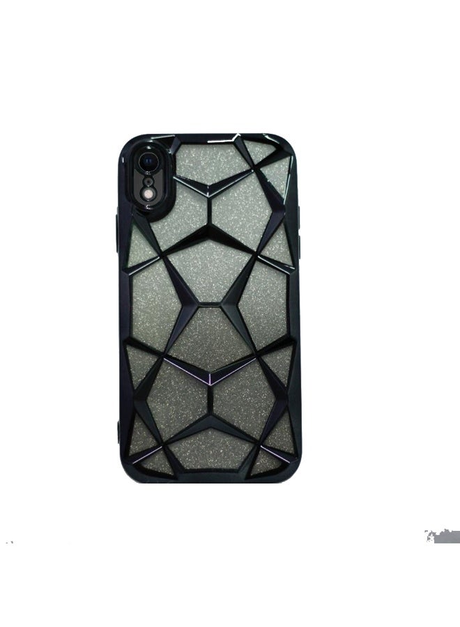 جراب متوافق مع iPhone XR، غطاء شفاف لامع متدرج اللون، مصنوع من مادة TPU الناعمة والسيليكون، حماية لطيفة للكاميرا، مقاوم للصدمات، للنساء والفتيات - اسود