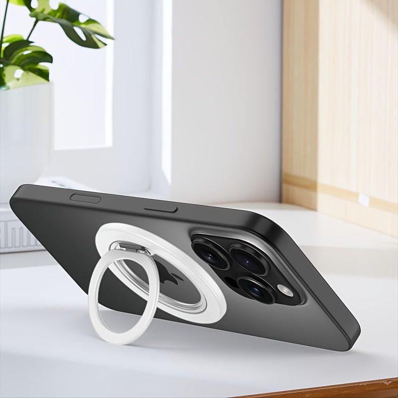 Black Magnetic 360 Rotating Folding Metal Phone Holder with Stand Compatible iPhone Samsung - Image 5