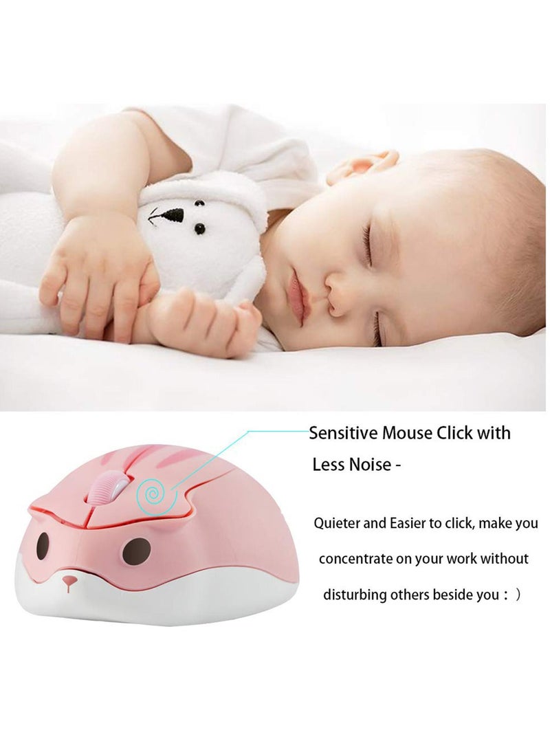 SYOSI Wireless Mouse Cute Hamster Shaped Computer 1200DPI Less Noice Portable USB Cordless for PC Laptop Notebook MacBook Kids Girl Gift (Pink)  - Image 3