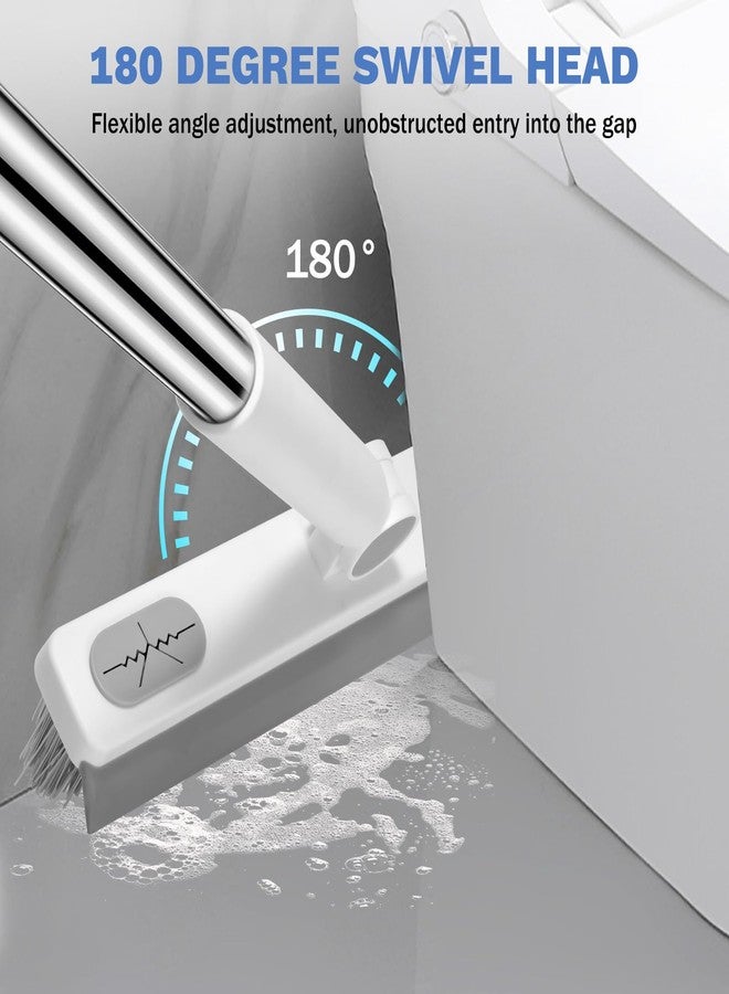 SetSail Grout Cleaner Brush with Long Handle, V-Shaped Floor Scrub Brush Swivel Grout Brush Stiff Bristle Floor Grout Scrubber for Bathroom, Tile Line, Crevice, Kitchen, Wall, Deck, Garage, White Grey - Image 4