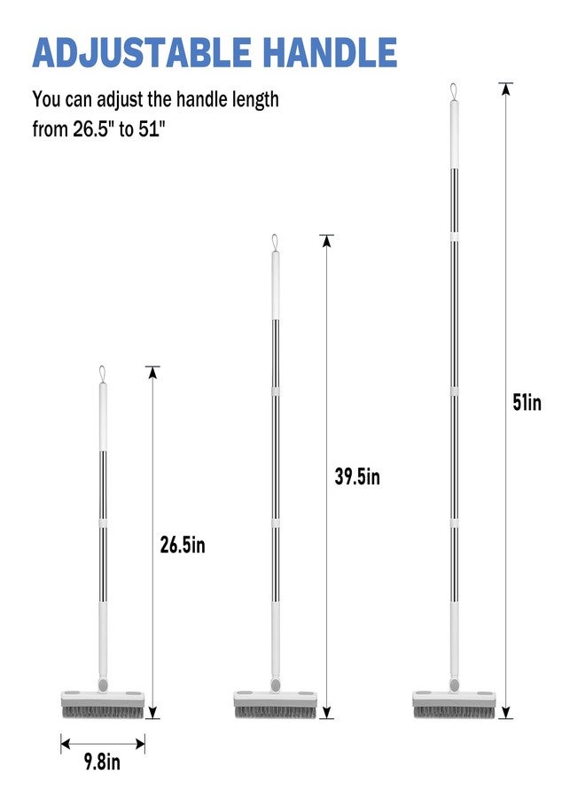 SetSail Grout Cleaner Brush with Long Handle, V-Shaped Floor Scrub Brush Swivel Grout Brush Stiff Bristle Floor Grout Scrubber for Bathroom, Tile Line, Crevice, Kitchen, Wall, Deck, Garage, White Grey - Image 2