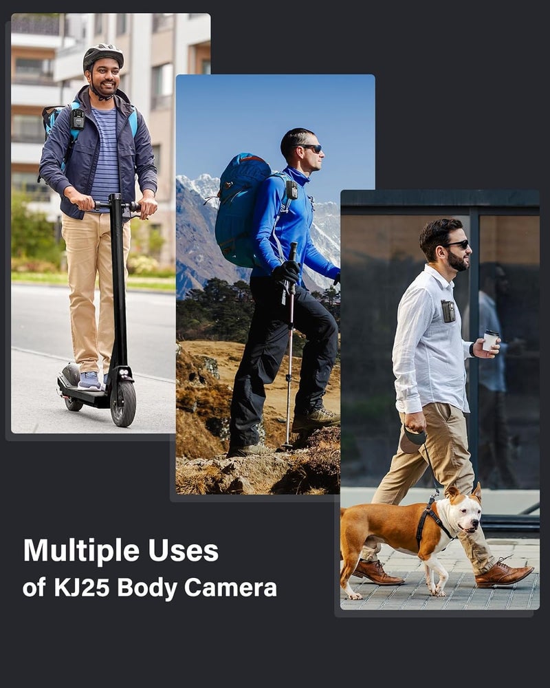 BOBLOV كاميرا جسم BOBLOV KJ25 1080P، 3000mAh مع تسجيل لمدة 10-13 ساعة، كاميرا جسم ميسورة التكلفة مع رؤية ليلية، للمشي في الطبيعة، والتوصيل، وإنفاذ القانون، ومشي الحيوانات الأليفة (البطاقة غير مدرجة) - Image 5