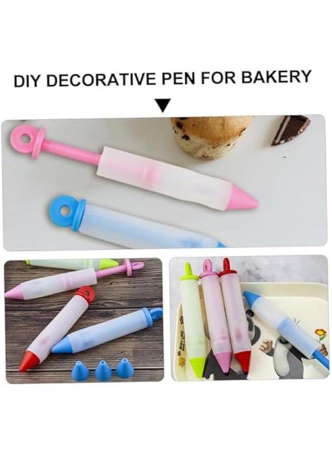 Generic - 4pcs Mounting Pen Cake Decor Cookie Decorating Pastry Pen Fondant Icing Pen Gourmet Chocolate Food Writer Pens Chocolate Tools Chocolate Cake Icing Cookies Food Grade Silicone - Image 1