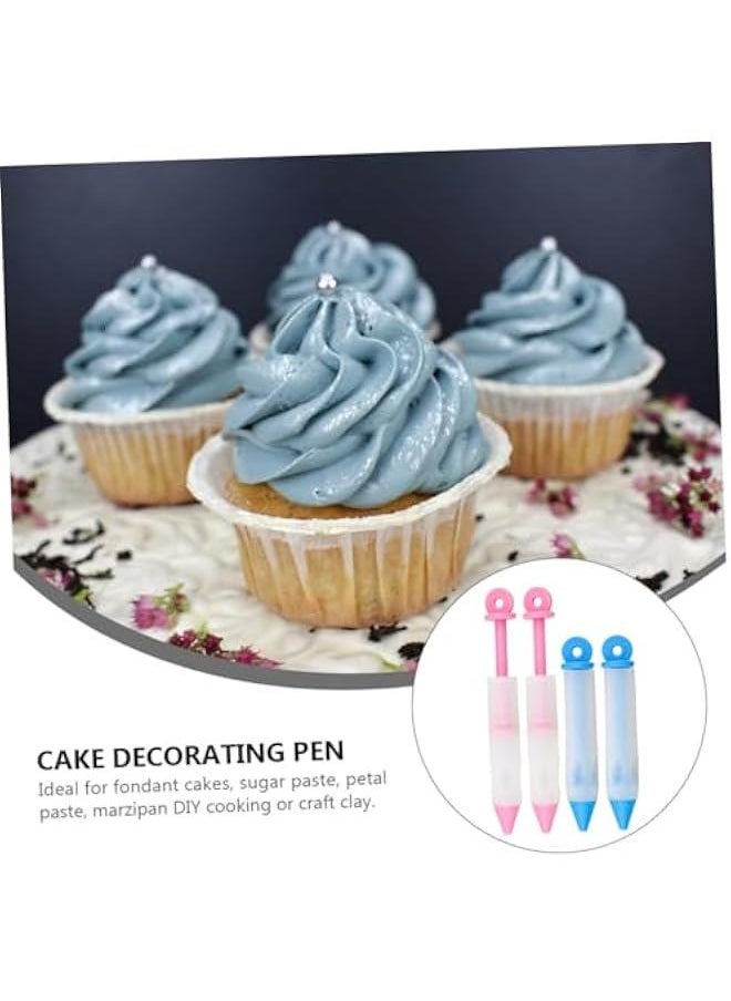 Generic - 4pcs Mounting Pen Cake Decor Cookie Decorating Pastry Pen Fondant Icing Pen Gourmet Chocolate Food Writer Pens Chocolate Tools Chocolate Cake Icing Cookies Food Grade Silicone - Image 1