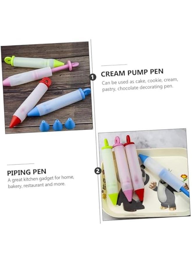 Generic - 4pcs Mounting Pen Cake Decor Cookie Decorating Pastry Pen Fondant Icing Pen Gourmet Chocolate Food Writer Pens Chocolate Tools Chocolate Cake Icing Cookies Food Grade Silicone - Image 1