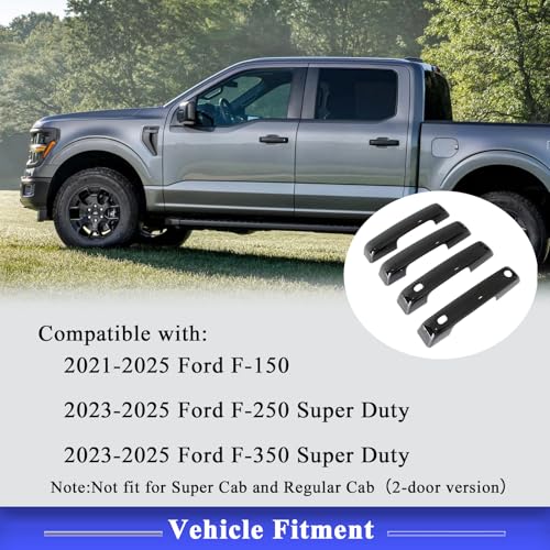 AUCERAMIC Gloss Black Exterior Door Handle Covers Trim Fit for Ford F150 20212025 for Ford F250F350 Super Duty 20232025 with Smart Keyhole - Image 3