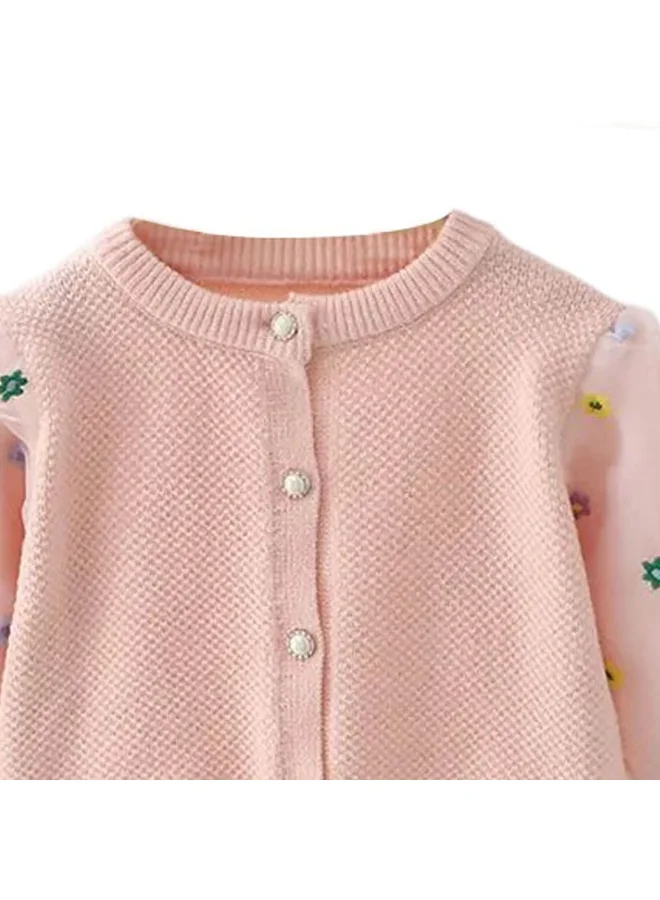 ليتل سربرايز بوكس Pink Floral Puff Style Stylish Warmer Cardigan & Christmas Sweater for toddlers & Kids
