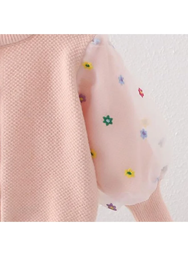 ليتل سربرايز بوكس Pink Floral Puff Style Stylish Warmer Cardigan & Christmas Sweater for toddlers & Kids