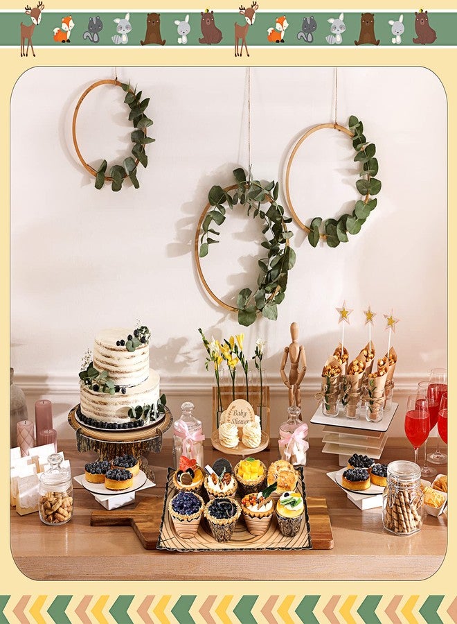 Sacubee 37 Pcs Woodland Cupcake Stand Set Includes 2 Wood Cupcake Stands 1 Rustic Cake Stand 4 Rectangle Serving Tray 30 Cake Wrappers Bulk for Western Dessert Camping Baby Shower Birthday Party Decor - Image 4