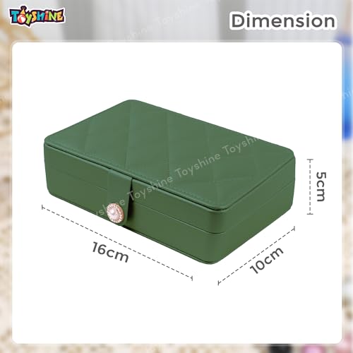 Spanker Portable Jewellery organizer box with Dividers Container & Removable Earings Tray For Ring Earring Necklace Chains | Travel Friendly Jewellery Case Idel Gift Set For Woman Girls - Green - Image 5