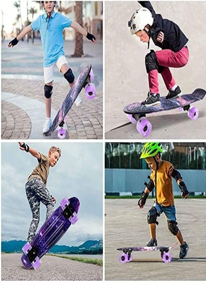 Skateboard 22 Inch Mini Cruiser Skateboard Complete Skateboard with LED PU Wheel Plastic Retro Board Classic Skateboard Light Up Starry Sky Skateboard for Kids Beginner Girls Boys Adult Teens  - Image 4