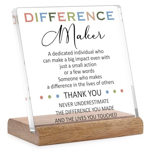 Cituarko Difference Maker Gifts - Gifts for Coach Boss Mentor, Leadership Social Worker Gifts Thank You Gifts for Men Women, Employee Appreciation Gifts for Principal Teacher Nurse Office Desk Decor Plaque - Image 1