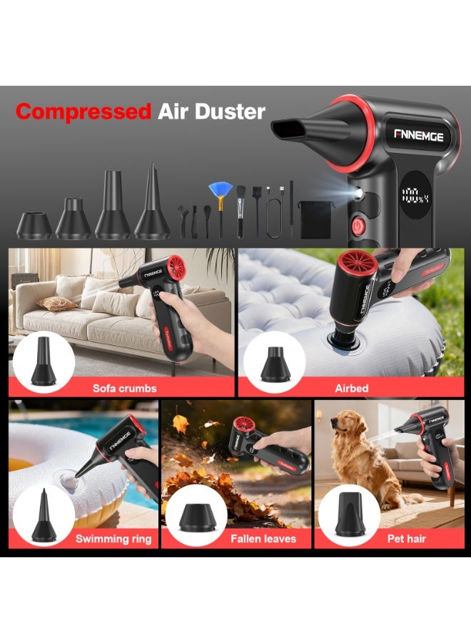 FNNEMGE Compressed Air Duster, Electric Air Duster, 220000RPM Air Duster, 4-Gear Adjustable Jet Dry Blower, Fast Charging, with LED Light and Display. Turbo Fan for Dust Removal in PCs, Keyboards, Cars, Outdoors and Homes - Image 5