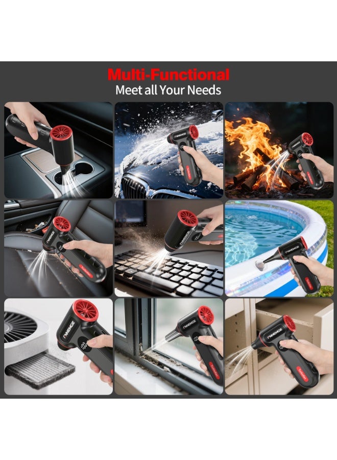 FNNEMGE Compressed Air Duster, Electric Air Duster, 220000RPM Air Duster, 4-Gear Adjustable Jet Dry Blower, Fast Charging, with LED Light and Display. Turbo Fan for Dust Removal in PCs, Keyboards, Cars, Outdoors and Homes - Image 4