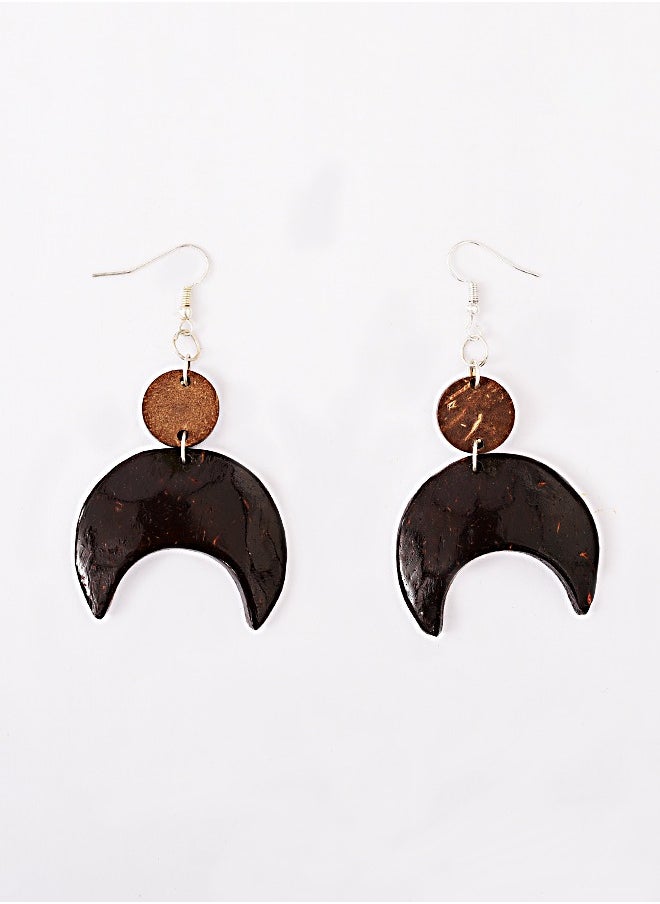 N & H Eco-friendly Handmade Jewellery Coconut Wooden Earrings Lightweight Hoopwire Earrings Bohemian Pendant Dangle Earrings Set  - Image 1