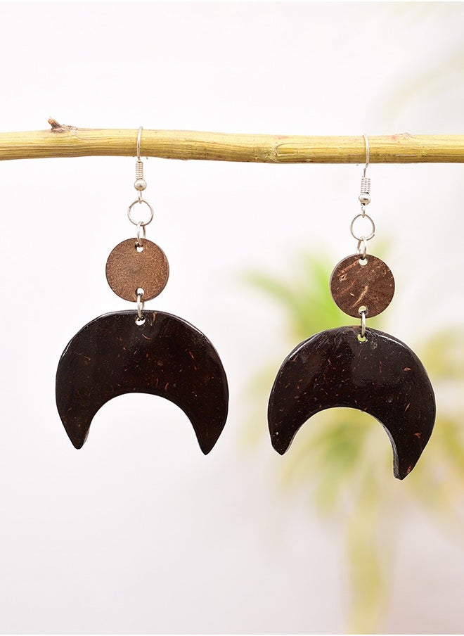 N & H Eco-friendly Handmade Jewellery Coconut Wooden Earrings Lightweight Hoopwire Earrings Bohemian Pendant Dangle Earrings Set  - Image 2