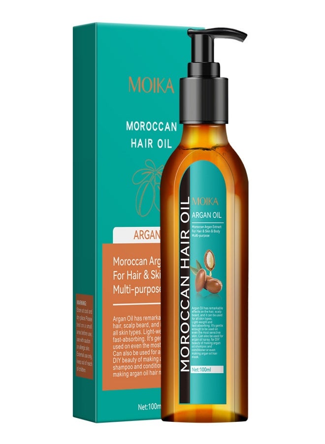 MOIKA Moroccan Hair Oil Argan Oil Moroccan Argan Extract For Hai u0026Skin u0026Body Multi-Purpose , Rosemary Argan Oil Hair Care Oil, suitable for nourishing hair roots, moisturizing, locking moisture and improving frizz - 100ml - Image 1