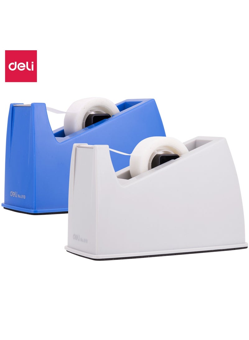 Deli E810 Tape Dispenser, 145脳63脳93mm, Blue/White 鈥?Ideal for Office and School Use - Image 1