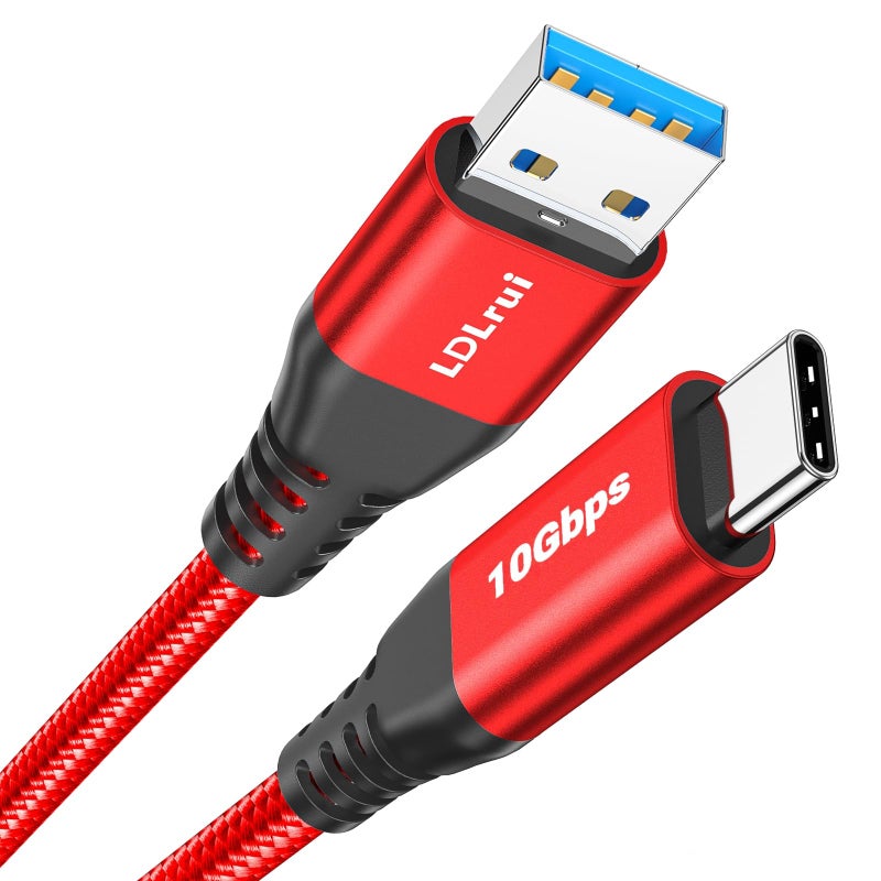 LDLrui USB-C Data Cable 10Gbps [6ft, Red], Android Auto USB 3.2 Gen 2 USB A to USB C Data Transfer Cord Type C 3.1A Fast Charging for Samsung Galaxy S24/S23/S22/S21, iPhone 16/15 Pro Max CarPlay, Pixel 9 - Image 1