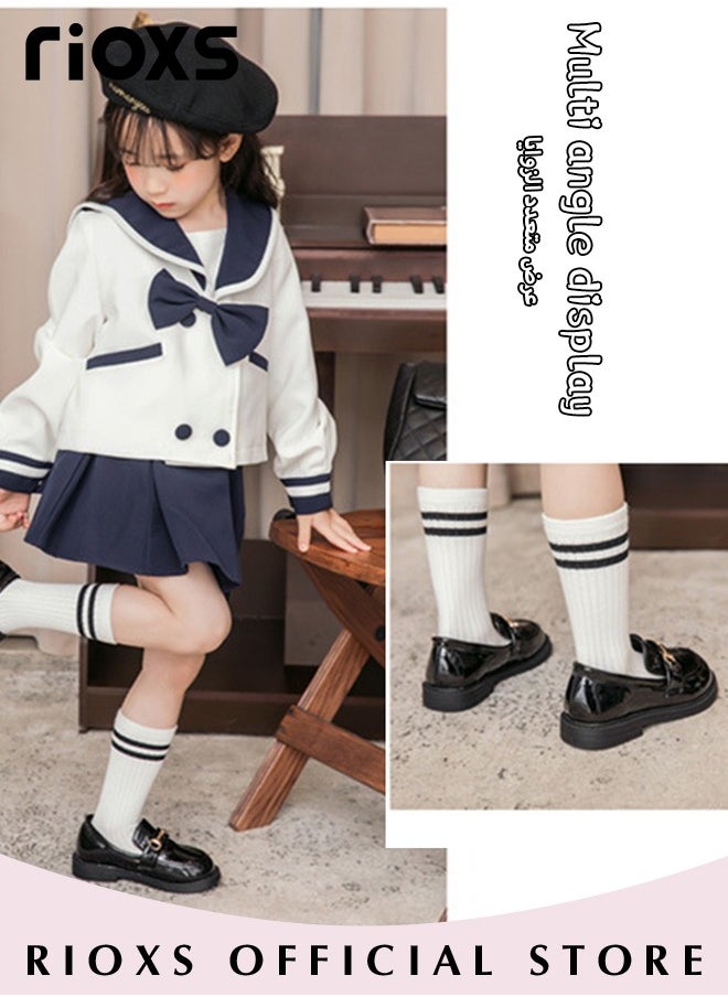 RIOXS - Girls Princess Leather Shoes Fashion Mary Jane Dance Flats School Uniform Shoes - Image 1