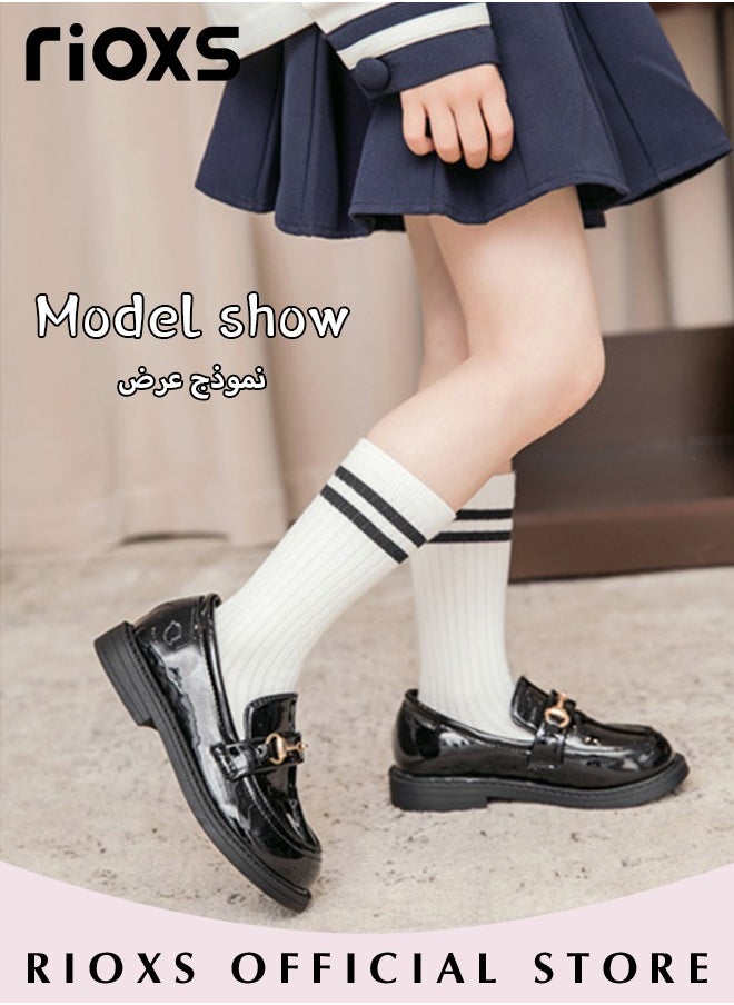 RIOXS - Girls Princess Leather Shoes Fashion Mary Jane Dance Flats School Uniform Shoes - Image 1