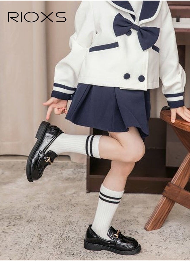 RIOXS - Girls Princess Leather Shoes Fashion Mary Jane Dance Flats School Uniform Shoes - Image 1