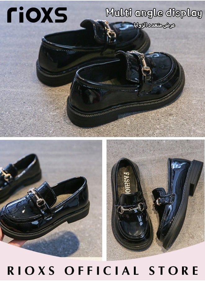 RIOXS - Girls Princess Leather Shoes Fashion Mary Jane Dance Flats School Uniform Shoes - Image 1