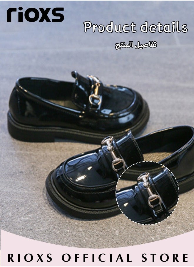 RIOXS - Girls Princess Leather Shoes Fashion Mary Jane Dance Flats School Uniform Shoes - Image 1