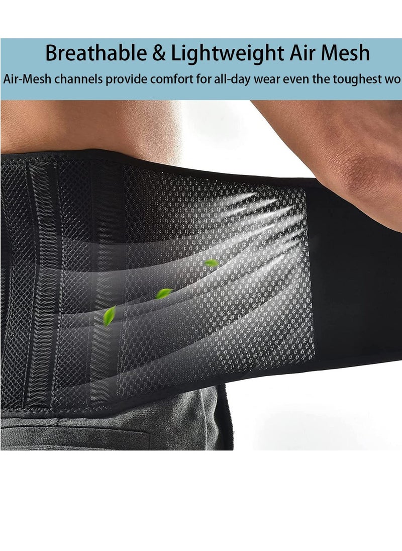 Air Mesh Back Brace for Men Women Lower Back Pain Relief, Adjustable Back Support Belt for Work, Anti-skid Lumbar Support for Sciatica Scoliosis (Large(Waist:35.4"-43.3"))
