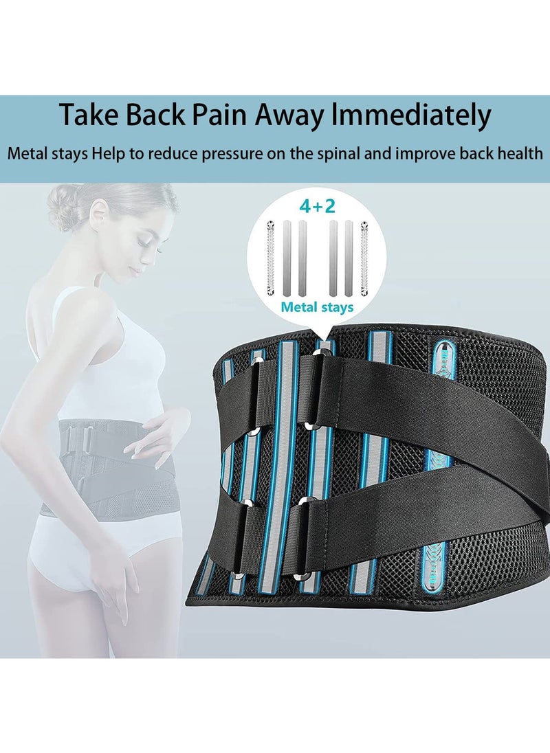 Air Mesh Back Brace for Men Women Lower Back Pain Relief, Adjustable Back Support Belt for Work, Anti-skid Lumbar Support for Sciatica Scoliosis (Large(Waist:35.4"-43.3"))