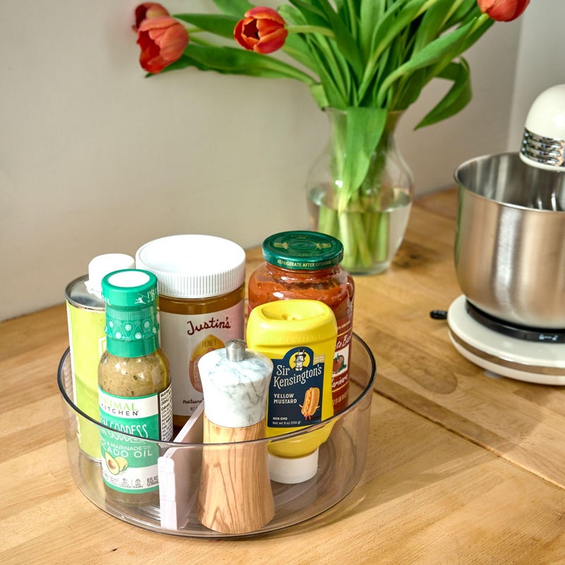 InterDesign دوار لذيذ من روزانا بانسينو × آي ديزاين مصنوع من البلاستيك المعاد تدويره مع غطاء  سلة شفافة/فاصل لافندر  10 بوصة × 3.69 بوصة - Image 2