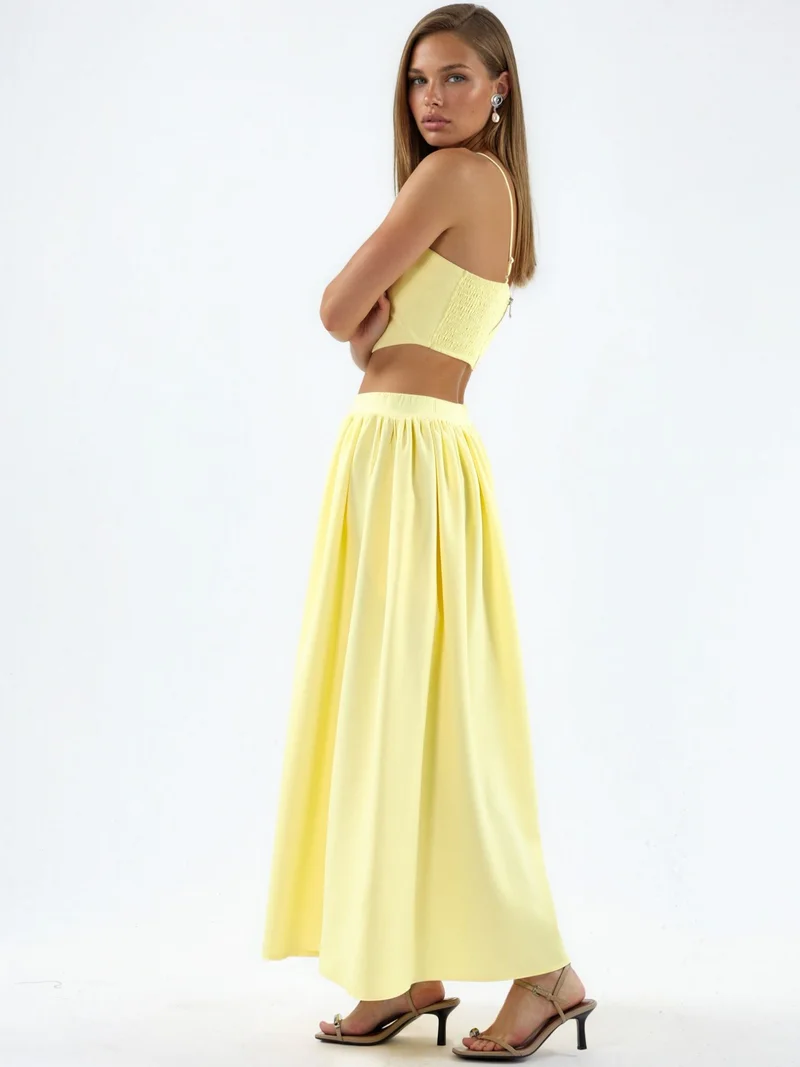 هيكاب Pocket Detailed Long Skirt and Crop Top Two-Piece Set