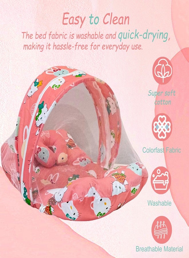 Infantbond Born Baby Combo of Bed with Net & Carry Bag(0-6 Months) (Peach Teddy) - Image 5
