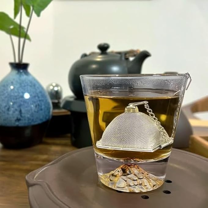 AUFUYAOLIN مصفاة شاي مكونة من قطعتين من الفولاذ المقاوم للصدأ، فلتر شبكي آمن للطعام لأوراق الشاي السائبة والأعشاب أو التوابل - Image 5