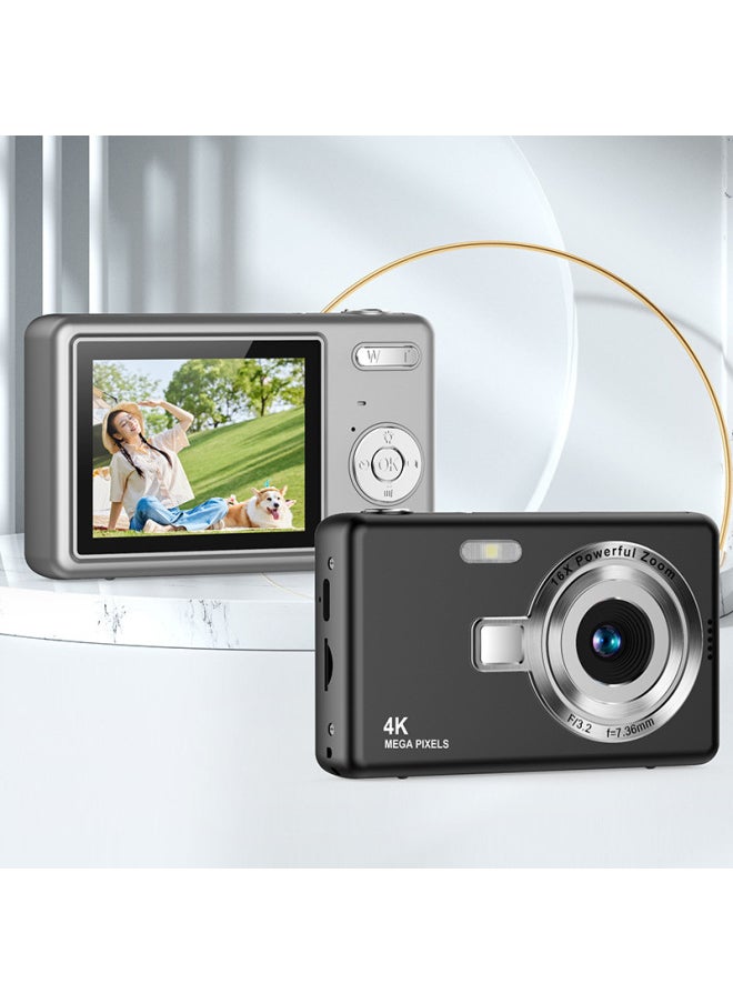 Generic - Ccd HD 4K Pixel Digital Camera Student Beginner Mini Card Machine Retro Fresh Photography-Color:Silver - Image 1