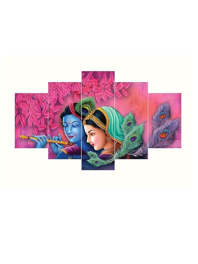 perpetual Radha Krishna Painting For Living Room | Set of 5 Wall Paintings For Wall/Home Decoration Living Room Bedroom Office Hotel Wall Art Dining Area Decor (k5z) - Image 4